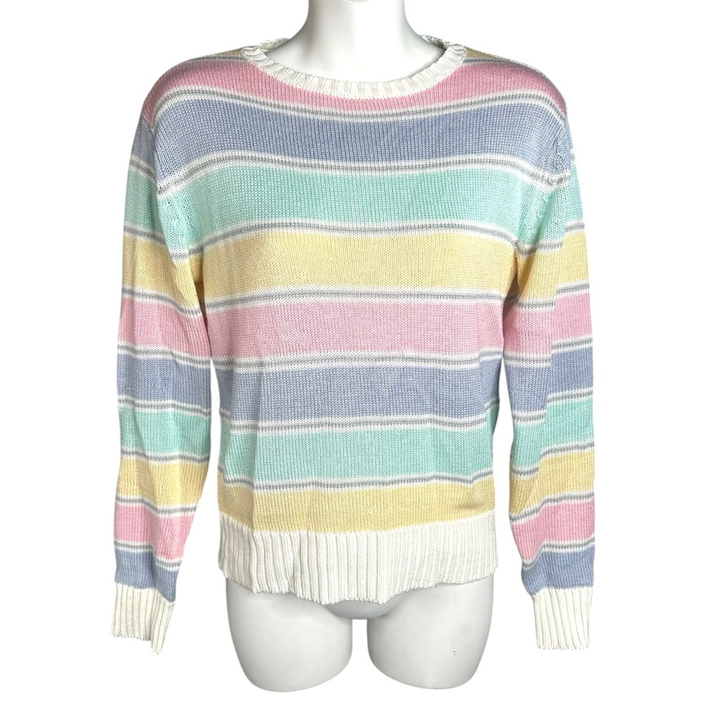 Striped Knitted Pastel Rainbow Sweater sz S